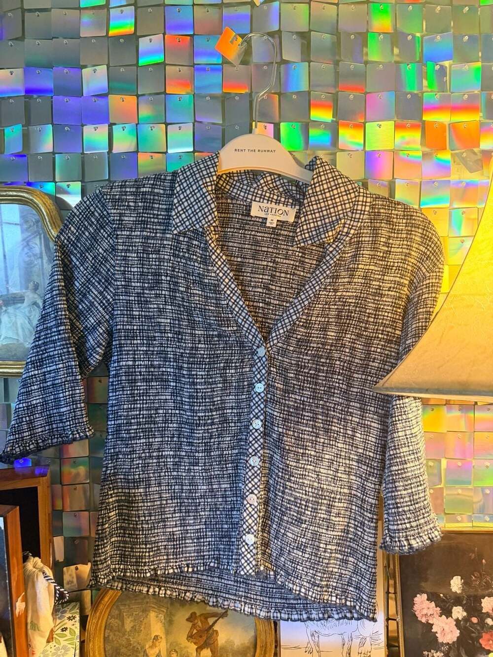 Nation LTD Peggy Smocked Picnic Check Button-Down Top